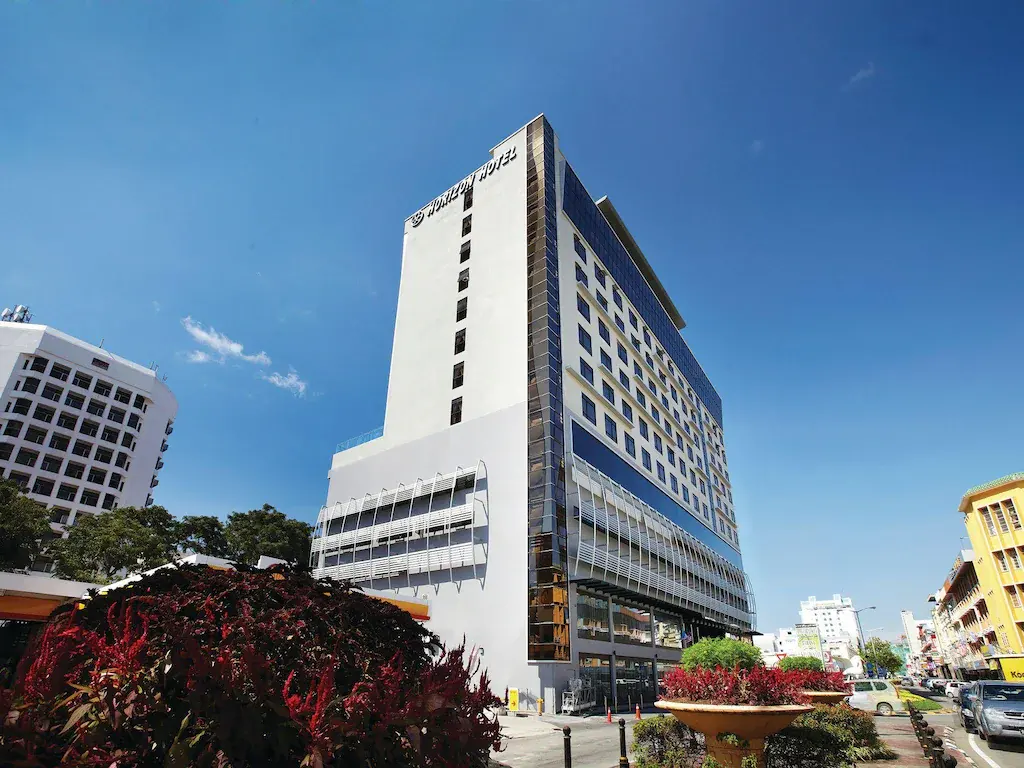 High-rise Horizon Hotel building in Kota Kinabalu city on a sunny day